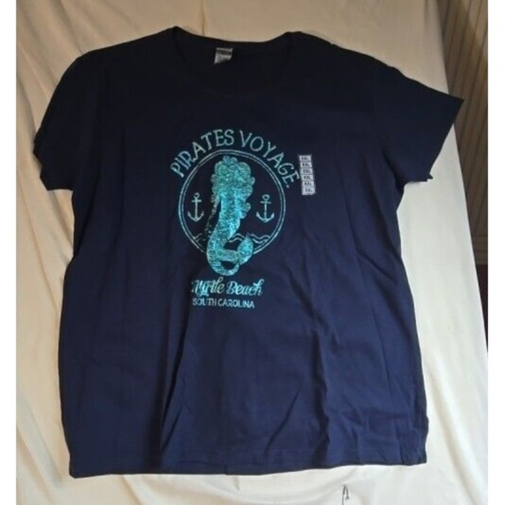 Myrtle Beach Mermaid Pirate Voyage Restraunt‎ Show Graphic Tshirt 2XL Blue